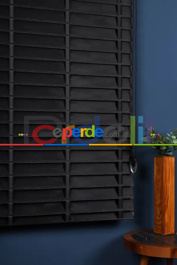 Siyah 50mm Silüet Kumaş Jaluzi Perde