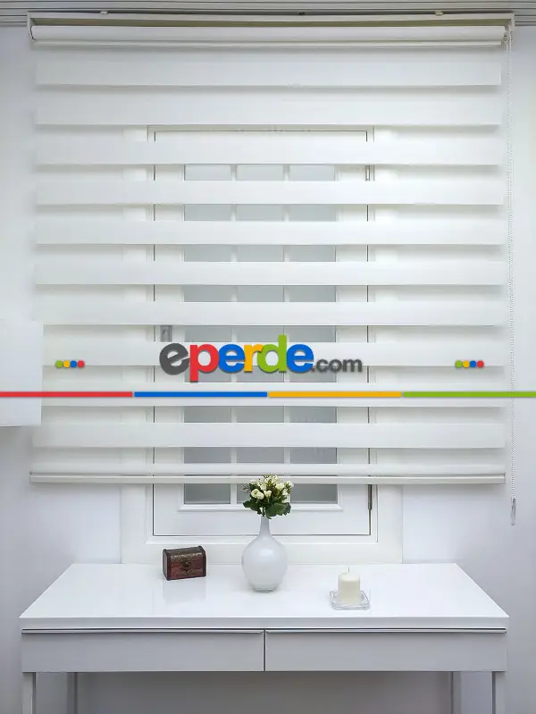 Açık Krem Mutfak Perdesi Zebra Perde Düz Seri- Krem Açık