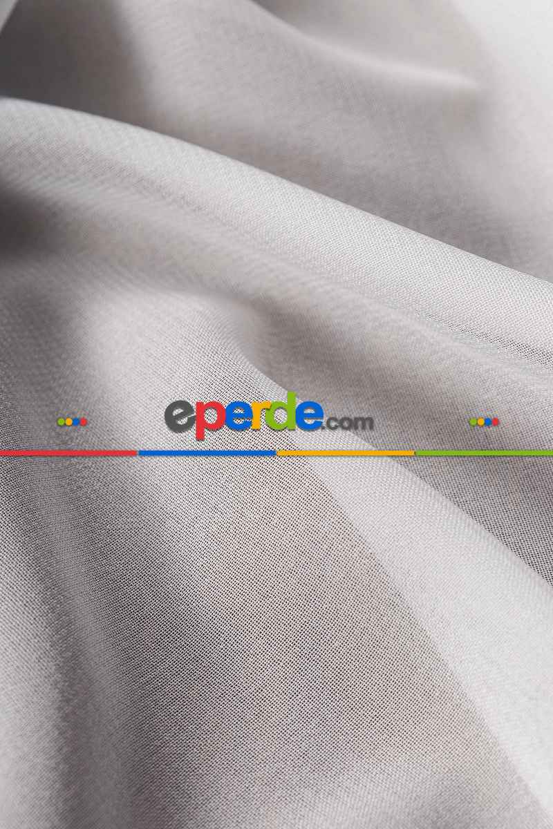 Salon Tül Modelleri - Krep Ekru Düz Tül Perde