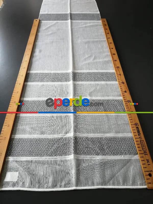 Oturma Odası - Bambu Vakko Enine Bantlı Tül Gri