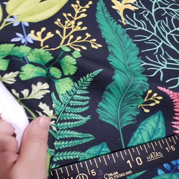 Mutfak Perdesi Kanat Fon Perde Yaprak Desenli- Siyah