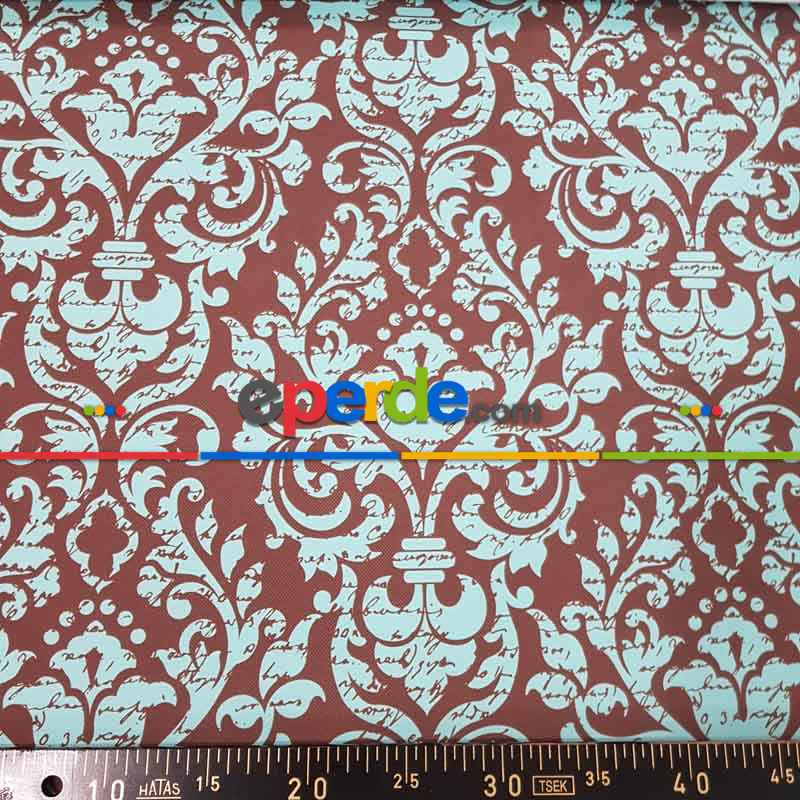 Damask Desenli Fon Perde Evm710 Kumaşı Kalındır Duck Bezi Değildir- Turkuaz