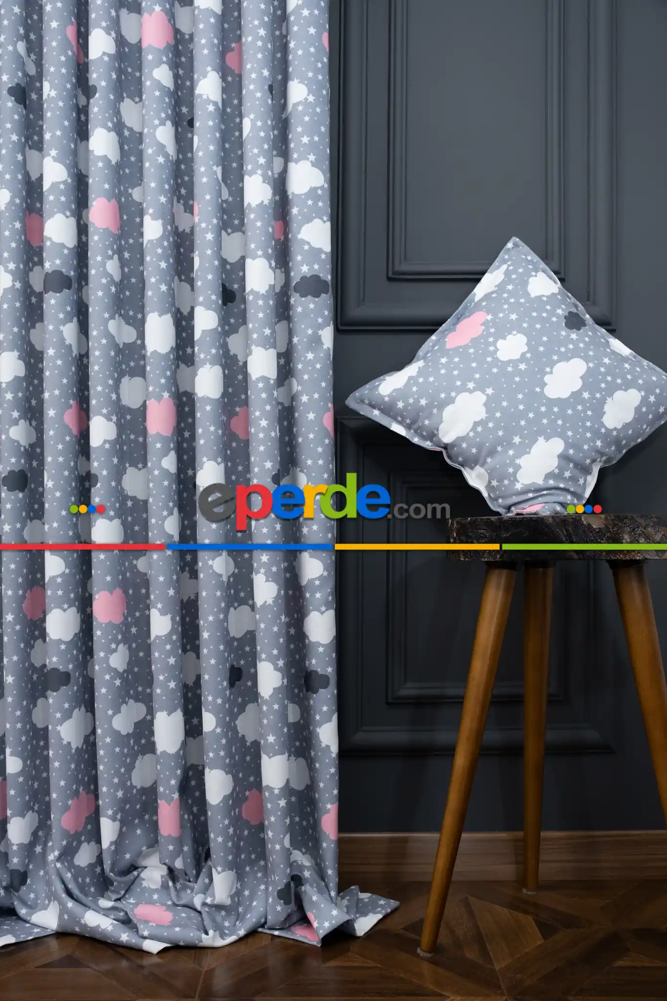 Trend Bebek - Çocuk - Genç Odası Fon Perde Modelleri 2025 (sınırsız En Ölçüsü )- Gri-füme-antrasit-pembe Koyu-ekru