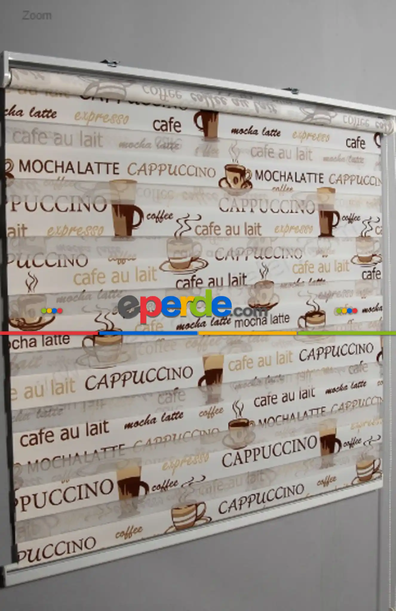 Baskılı Kahve Kapiçino Zebra Perde- Beyaz-kahve-sütlü Kahve