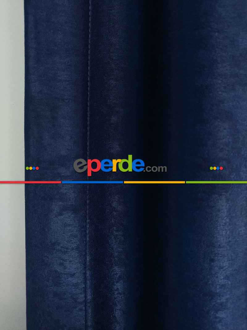 Salon - Soft Fon Perde Parlament Mavisi Dökümlü En - Mavi