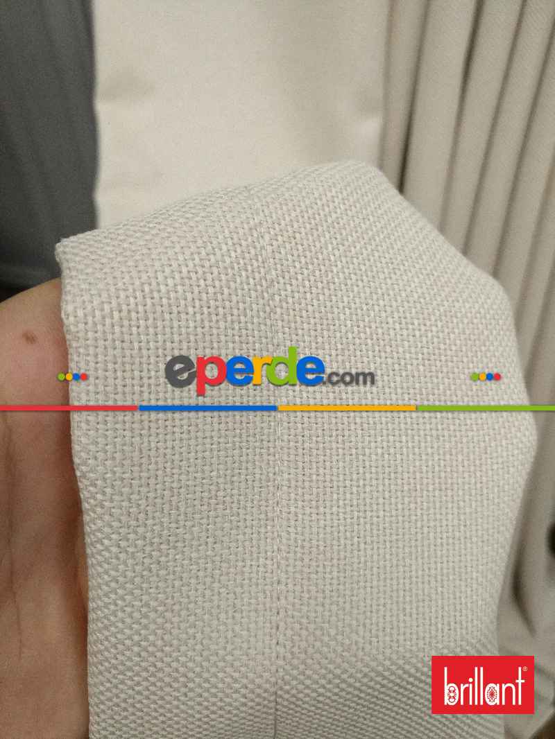 Brillant Keten Krem Açık Renk Düz Fon Perde - Krem Açık