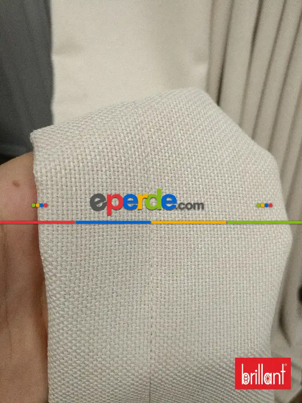 Yatak Odası - Brillant Keten Krem Açık Renk Düz Fon Perde - Krem Açık