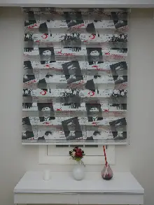 Atatürk Baskılı Zebra Perde- Siyah-kırmızı-beyaz-siyah Kırmızı- Çok Renkli 3