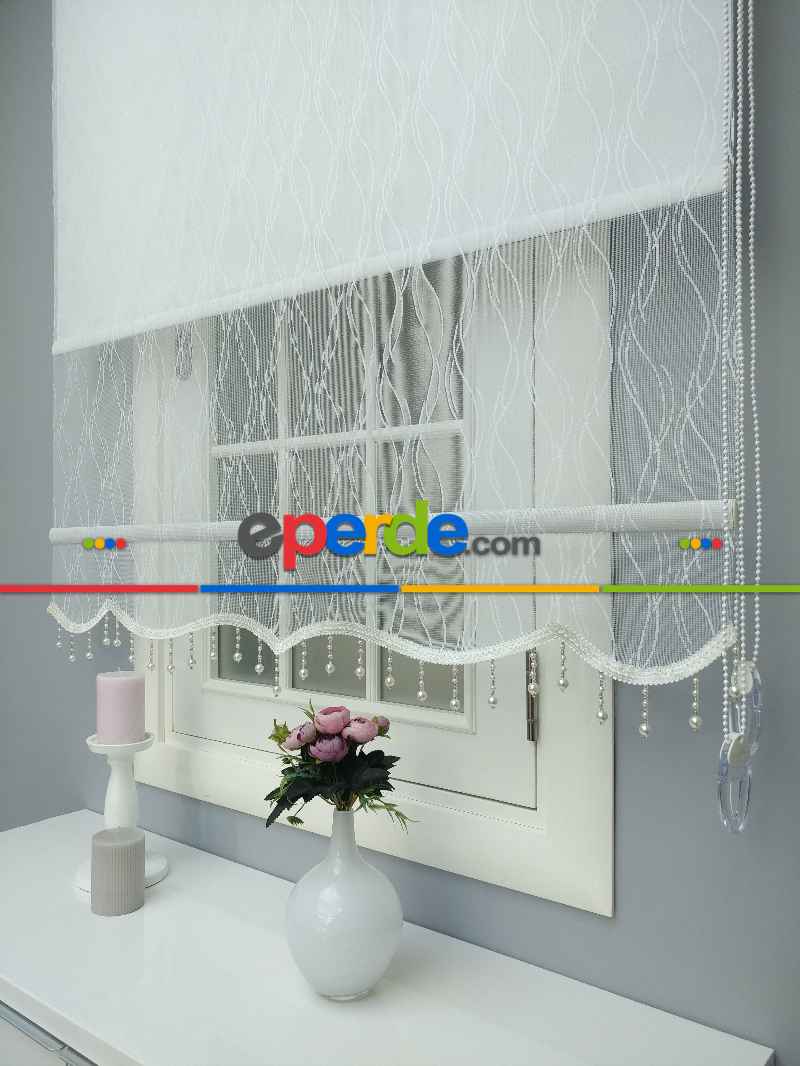 Kampanyalı Fiyat Çiftli Sistem Tül Ve Stor Perde - Ekru Renk