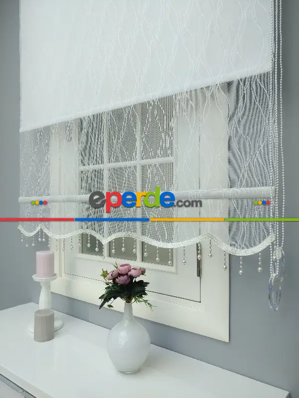 Kampanyalı Fiyat Çiftli Sistem Tül Ve Stor Perde - Ekru Renk