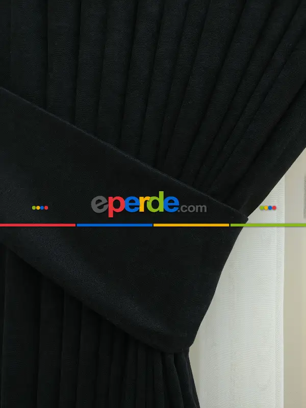 Siyah - Düz Fon Perde ( Dökümlü Fon Perde)- Siyah