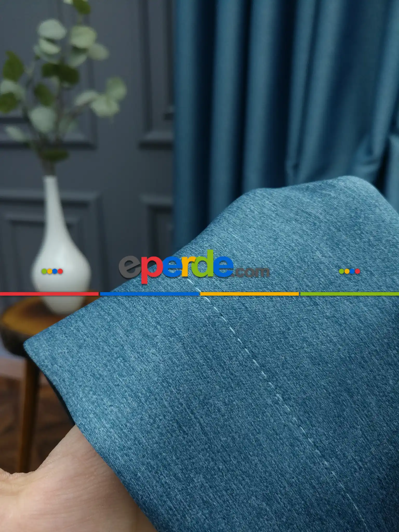 Modern Keten Görünümlü Işık Geçirmez Karatma Fon Perde 2025 Ikon- Koyu-turkuaz