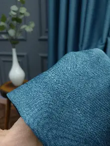 Modern Keten Görünümlü Işık Geçirmez Karatma Fon Perde 2025 Ikon- Koyu-turkuaz