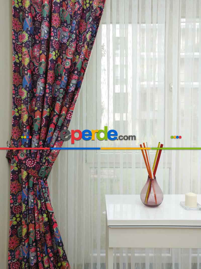 Mutfak Fon Perde- Lacivert