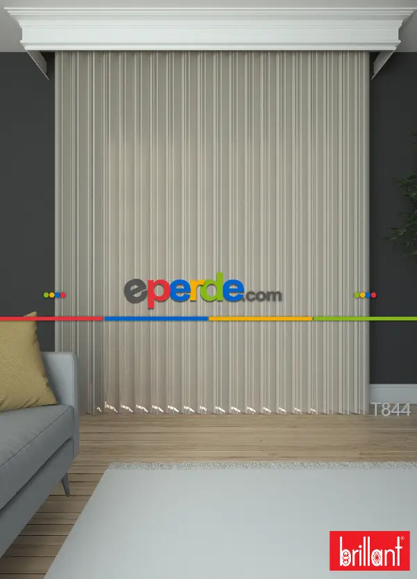 Brillant Akıllı Tül Perde Açık Kahverengimsi Gri Renkli Tül Dikey Zebra Perde Düz 1. Kalite