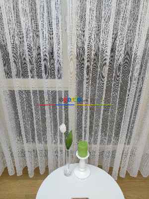 Fırsa Ürünü!! Hazır Ölçülü Fransız Dantel Bant Desenli Tül Perde