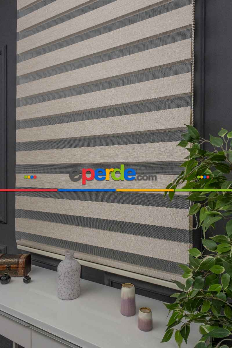 Hasır Bambu Zebra, Kalın Doku Zeminli Bej