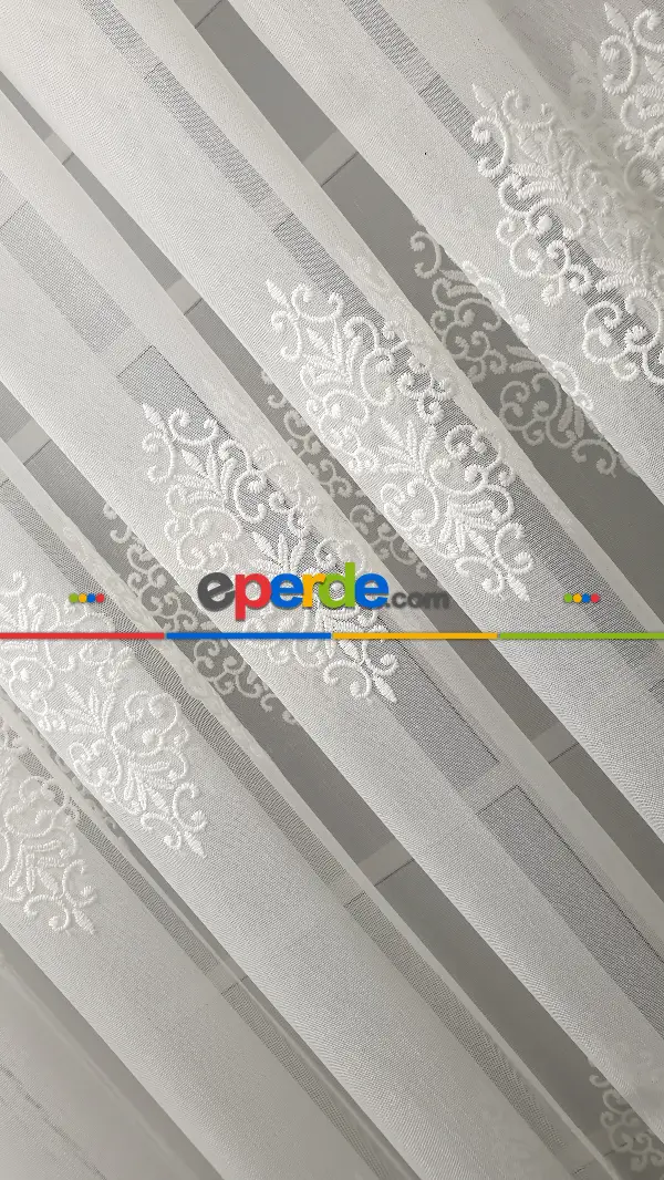 Bambu Ütü İstemez Kırışmaz Sıra Damask Tül