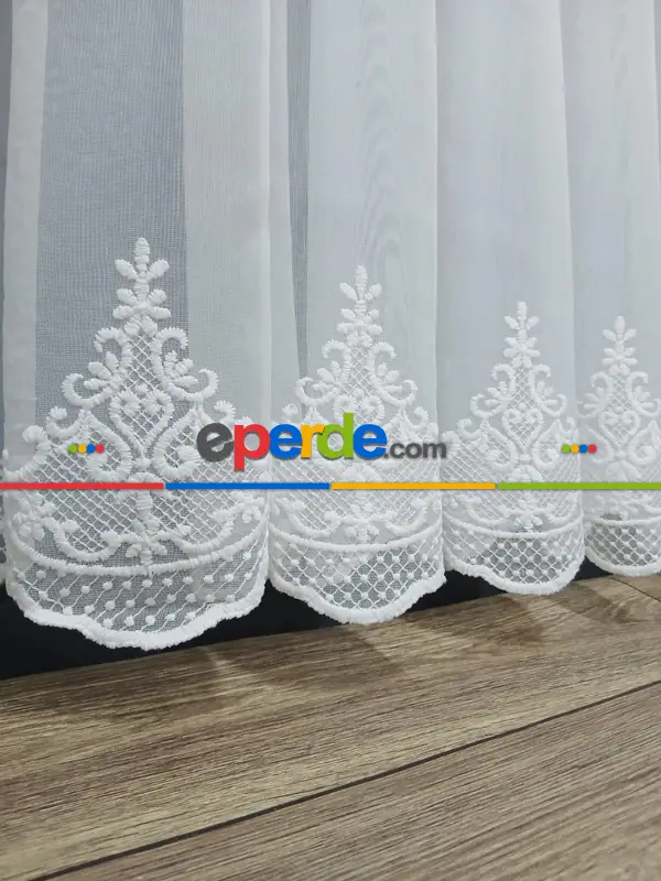 Salon - Brillant Beyaz Sim Varakli Şehrazat model Tül Perde