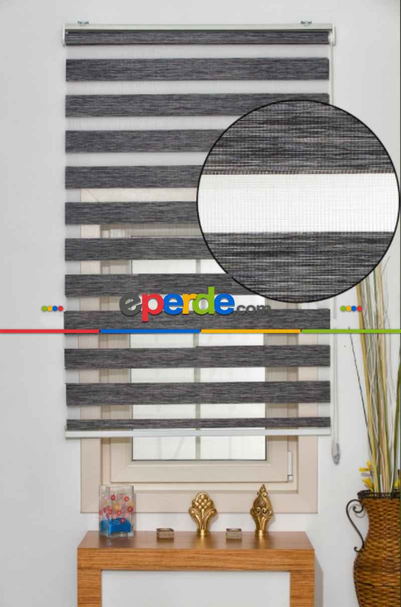 Brillant Kırmızı Zebra Perde- Antrasit