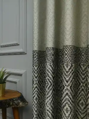 Modern Pano Fon Perde Bantlı Çift Renk - 501- Bej-füme-gri Açık