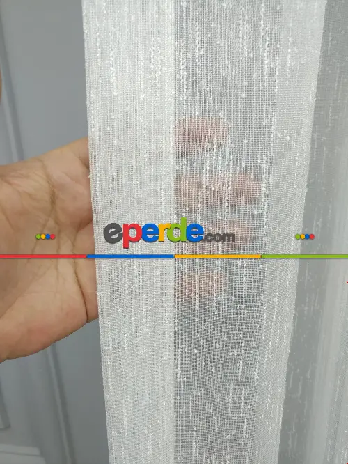 Ekru Lüx Şantuk Düz Tül Perde - Ütü İstemez