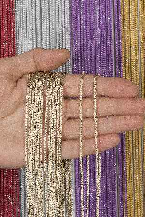 Kalın Zincir Serisi İp Perde Bej Altın- Bej-altın Simli