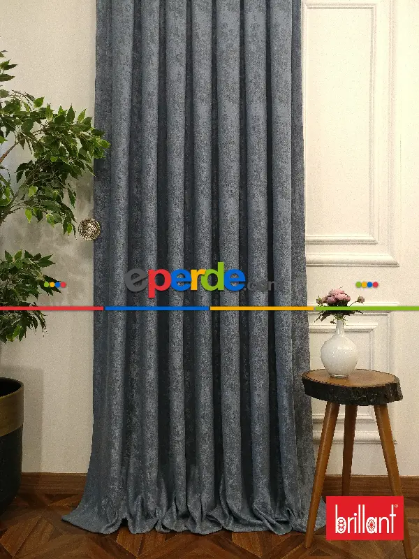 Brillant Jakar Fon Gri Renk Düz Fon Perde - Gri-füme-antrasit