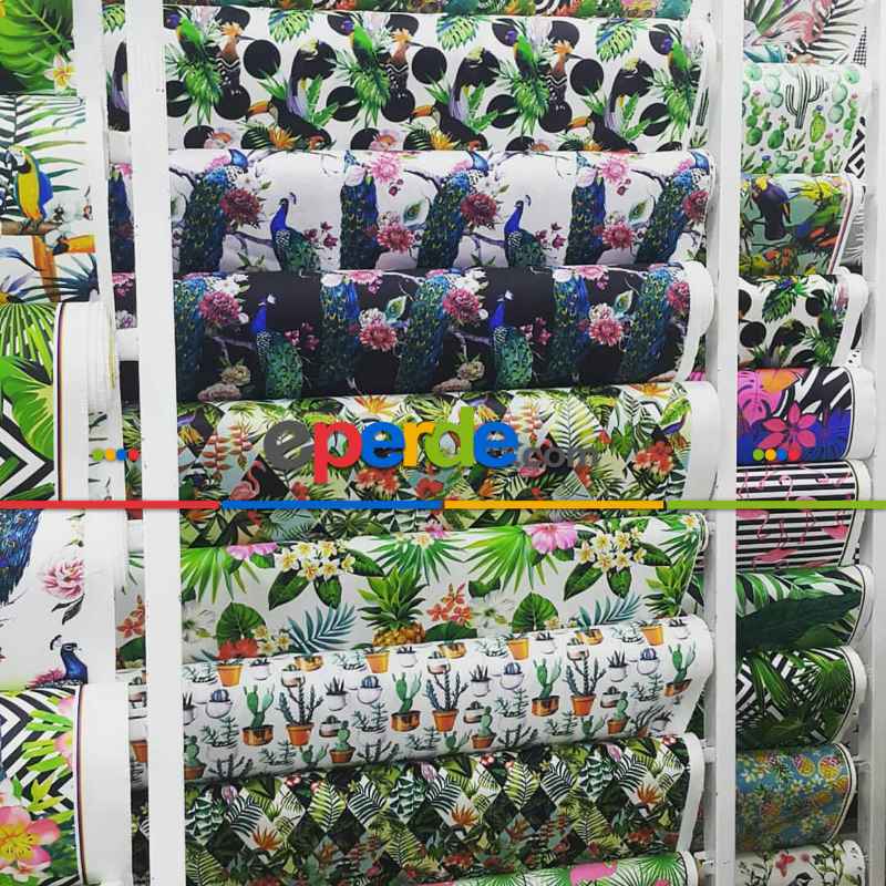 Mutfak Perdesi Kanat Fon Perde Cupcake Desenli- Mavi