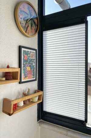 Brillannt Plise Perde - Cam Balkon Perdesi - Pimapen Perdesi - Ekru (20 Renk) Kolay Montaj Yaylı Sistem, Vidalı Sistem Veya Yapıştırma