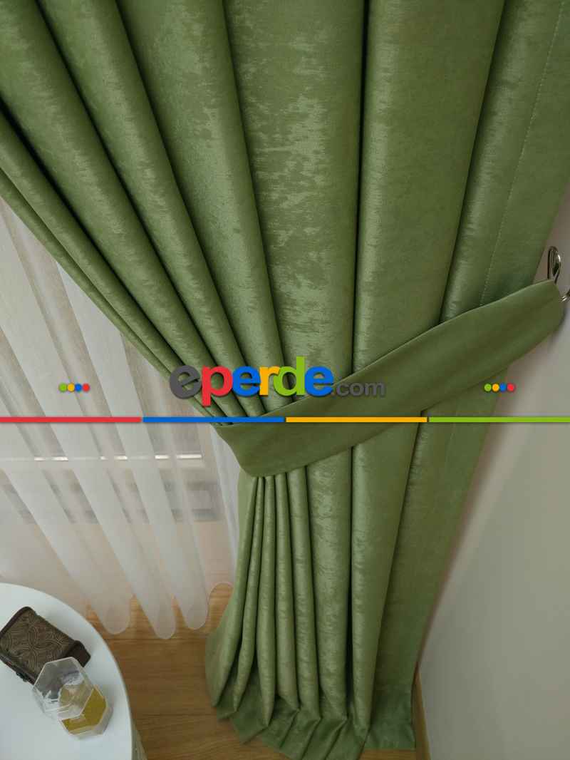 Soft Fıstık Yaşılı Fon Perde Geniş En (285)- Fıstık Yeşili