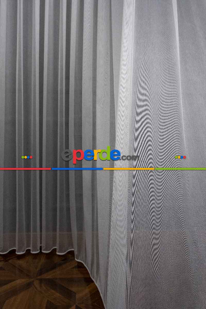 Salon Tül - Ekru Monaliza Dökümlü Tül - İtinalı Dikiş - Amerikan Pile - Kurşunlu Tül