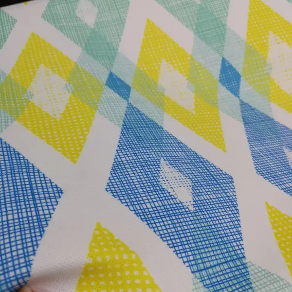 Genç Odası - Geometrik Desenli Fon Perde Evm252 _g - Kumaşı Kalındır Duck Bezi Değildir.- Mavi-sarı-beyaz-çok Renkli