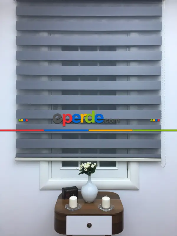 Zebra Perde - Düz Zebra Perde- Füme