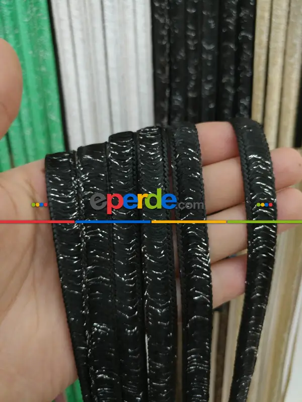 Siyah Rengi İp Perde İpek Duble Serisi- Siyah-gümüş