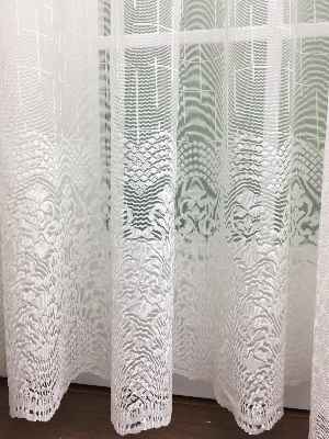 Arası Ve Eteği Damask Desenli - Orta Klasik Desenli Ütü İstemez Tül Perde