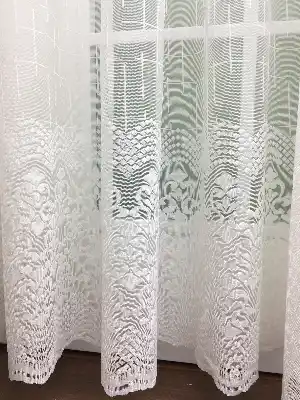 Arası Ve Eteği Damask Desenli - Orta Klasik Desenli Ütü İstemez Tül Perde
