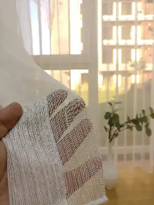 #üreticifirma Çizgili Tül Perde 1.kalite- Ekru - Kurşunlu Tül