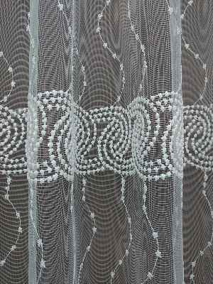 Mutfak Tülü Perdesi İşlemeli Güpürlü- Ekru