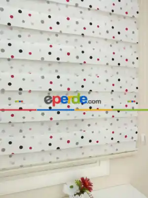 Brillant Renkli Basklı Çocuk Odası Zebra Perde- Siyah-kırmızı-beyaz