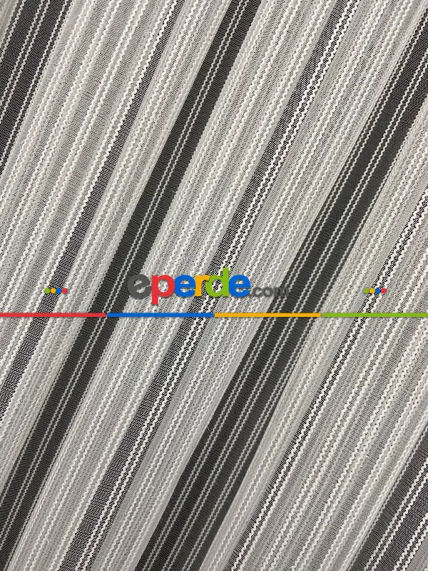 Yatak Odası - Zincir Tül Boyuna Çift Çizgili Sakallı Tül- Ekru