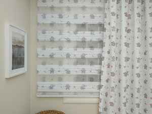 Sevimli Filler Desenli Baskılı Zebra Perde Bebek Odası Perdesi- Gri-Füme-Antrasit-Pembe