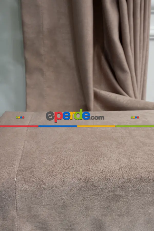 Salon - Soft Bej Fon Perde Dökümlü En - Bej