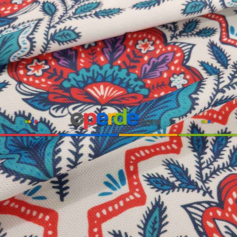 Çiçek Desenli Fon Perde Evm1519 Kumaşı Kalındır Duck Bezi Değildir-  Çok Renkli 2