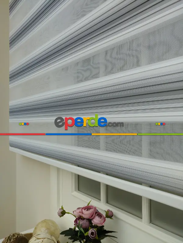 Salon Zebra - Zebra Perde - Degrade Renk Geçişli Pileli Zebra Perde- Gri Açık-Gri Koyu