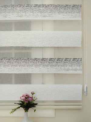 Ekru - Gri Detaylı Zebra Perde 2021 Elit- Gri-füme-antrasit-ekru