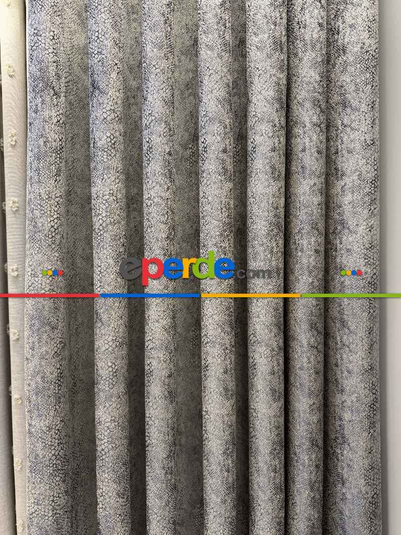 Salon - Gri Jakar Dokuma Desenli Fon Perde, Hafif Parlak Premium Kalite Seri