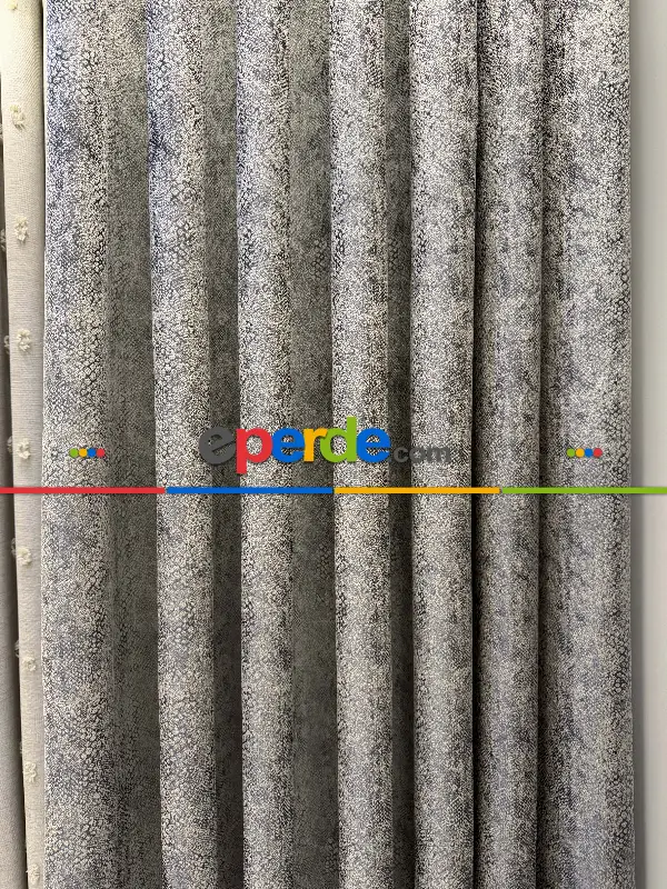 Yatak Odası - Gri Jakar Dokuma Desenli Fon Perde, Hafif Parlak Premium Kalite Seri