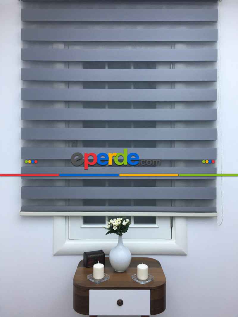 Zebra Perde - Düz Zebra Perde- Füme