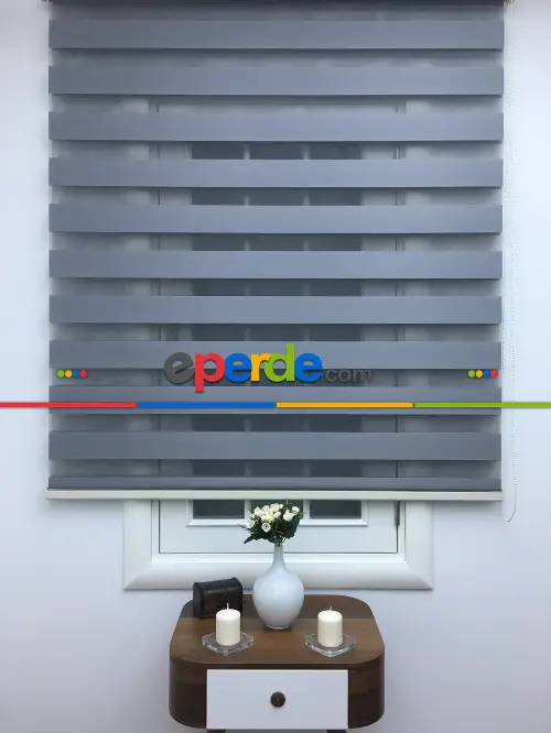 Zebra Perde - Düz Zebra Perde- Füme